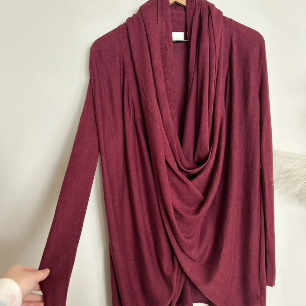 Nordstrom Lingerie Long Wrap Cardigan Burgundy / Wine / Maroon